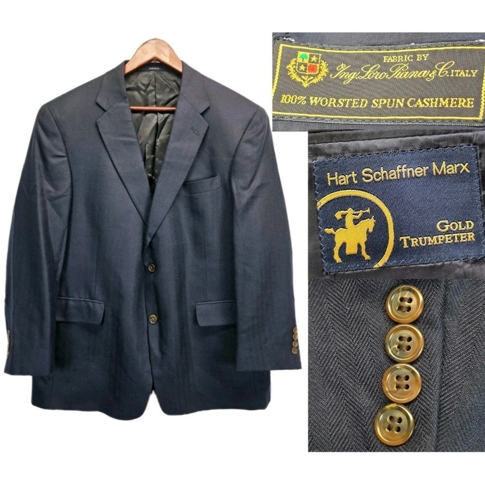 Hart Schaffner & Marx Blazer Herringbone Cashmere Size 44S Ing Loro Piana 3157